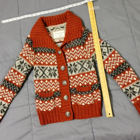 Aeropostale Snowflake Cardigan Winter Holiday Chunky Wool Blend Knit Sweater - Picture 2 of 6